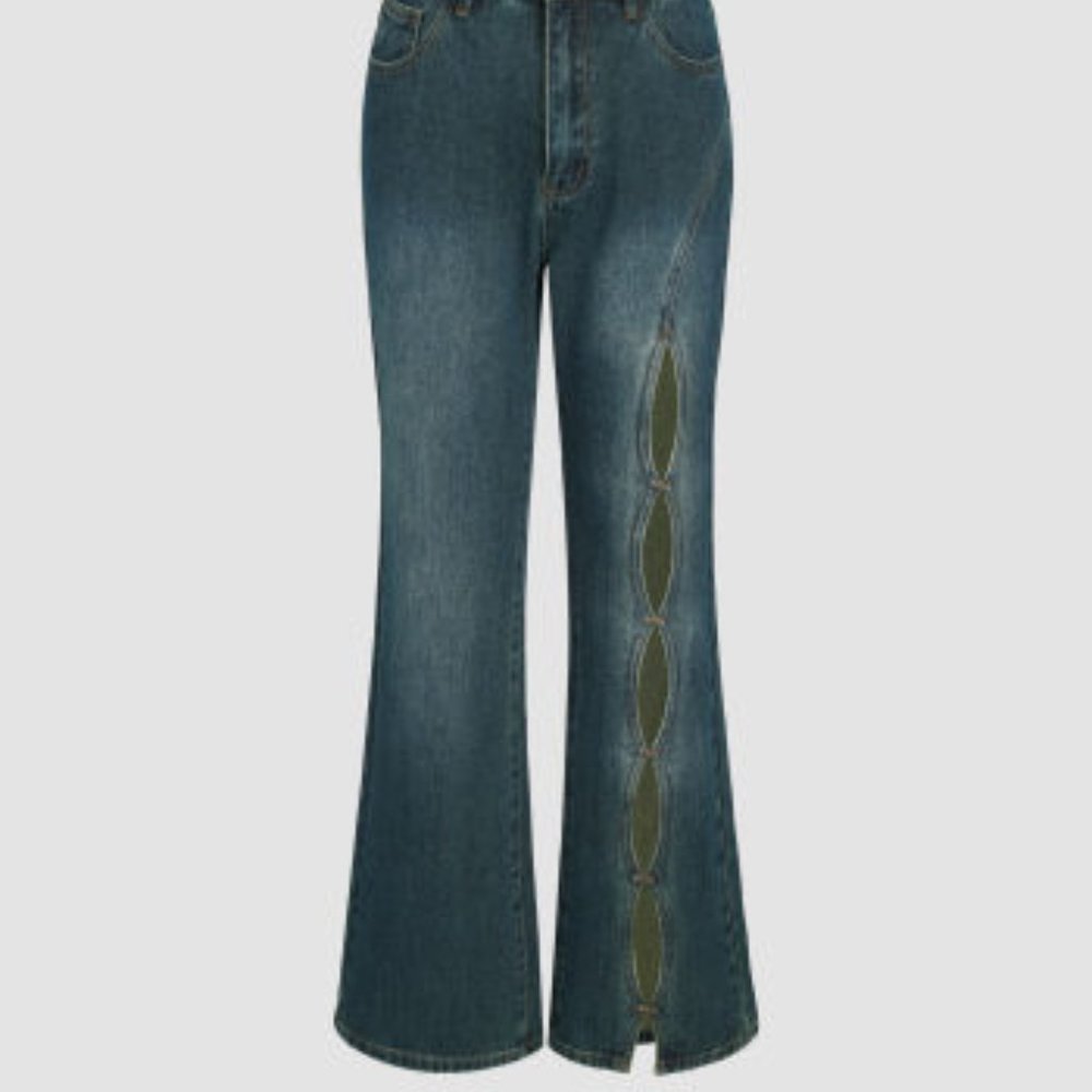 Retro Cut Out Flare Leg Jeans